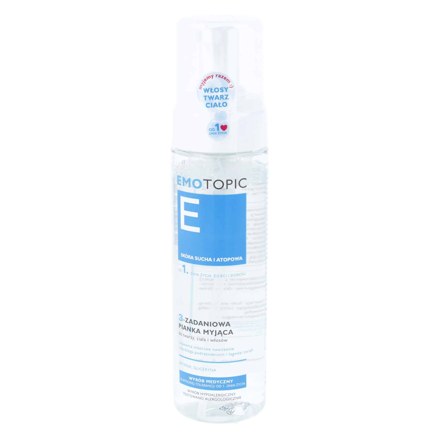 Emotopic - 3-zadaniowa pianka myjąca do twarzy, ciała i włosów, 200 ml