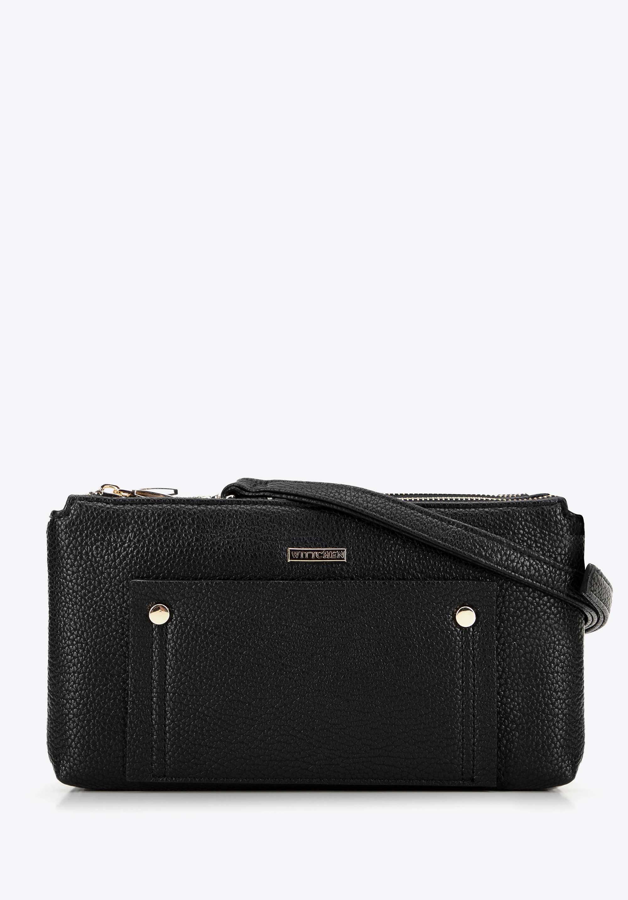 Dodatkowe rabaty - Damska crossbody dwukomorowa z kieszonką czarno - złota