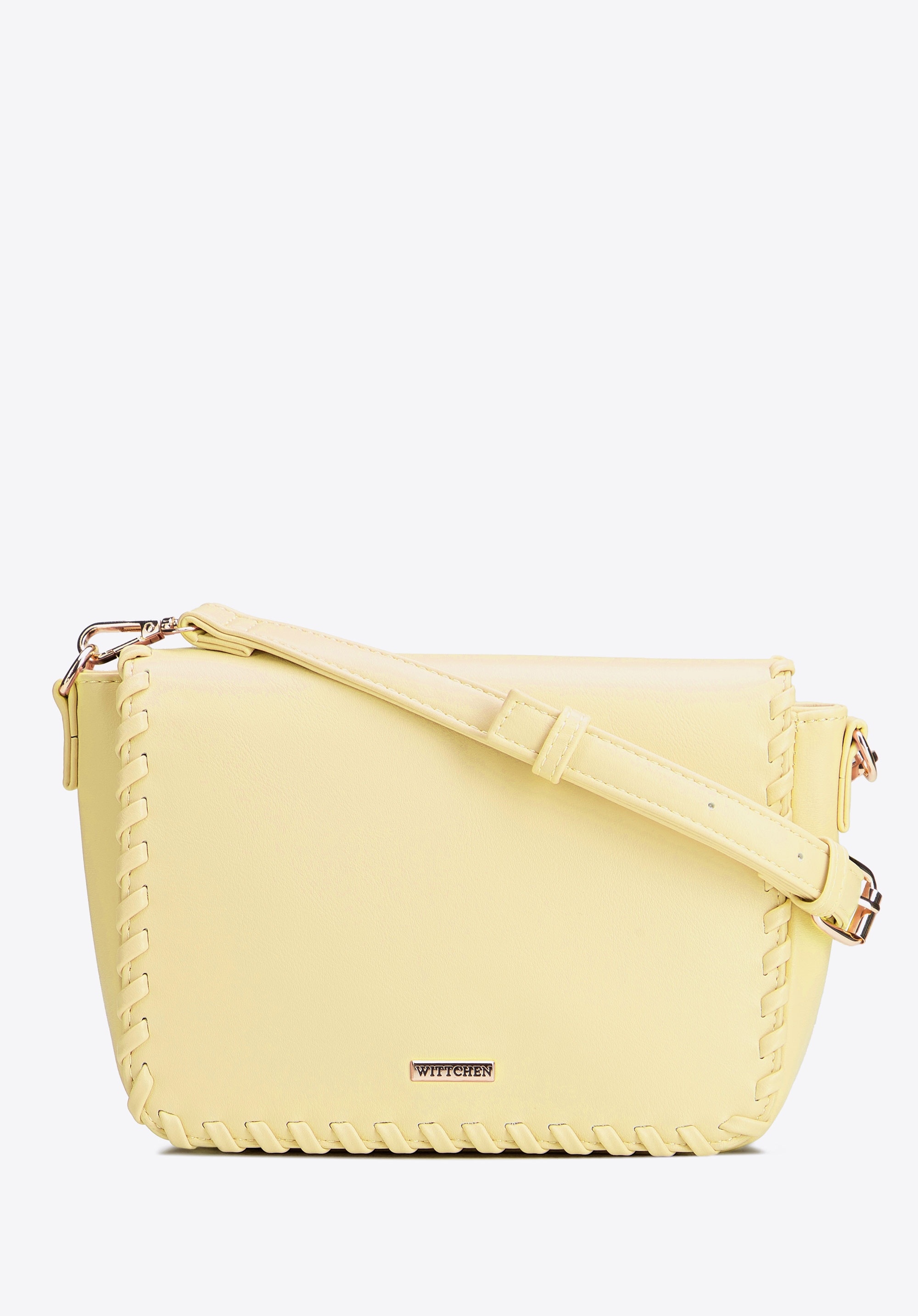 Damska crossbody z obszytą klapą żółta