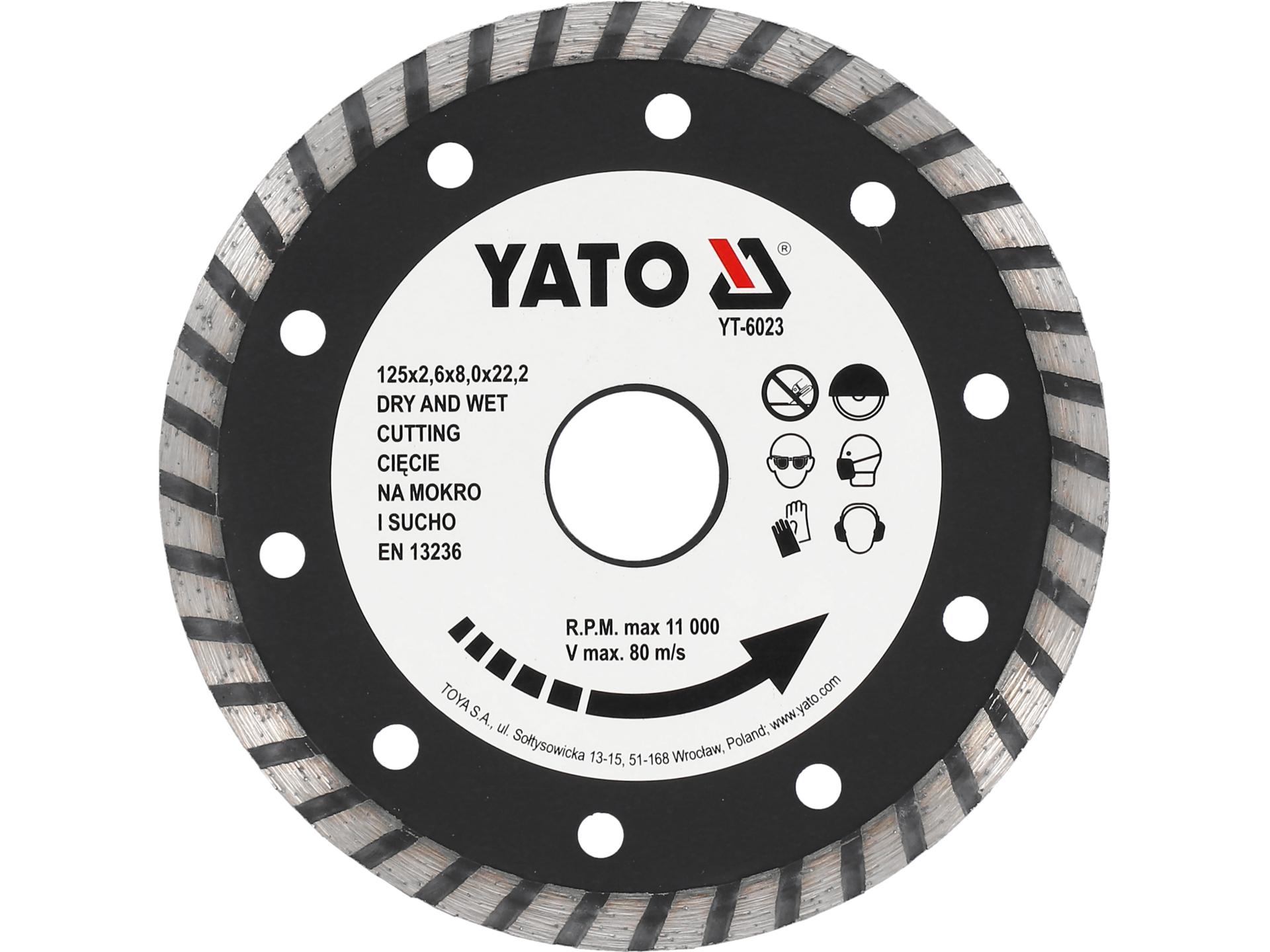 Tarcza diamentowa YATO turbo 125x22.2mm do betonu kamienia YT-6023