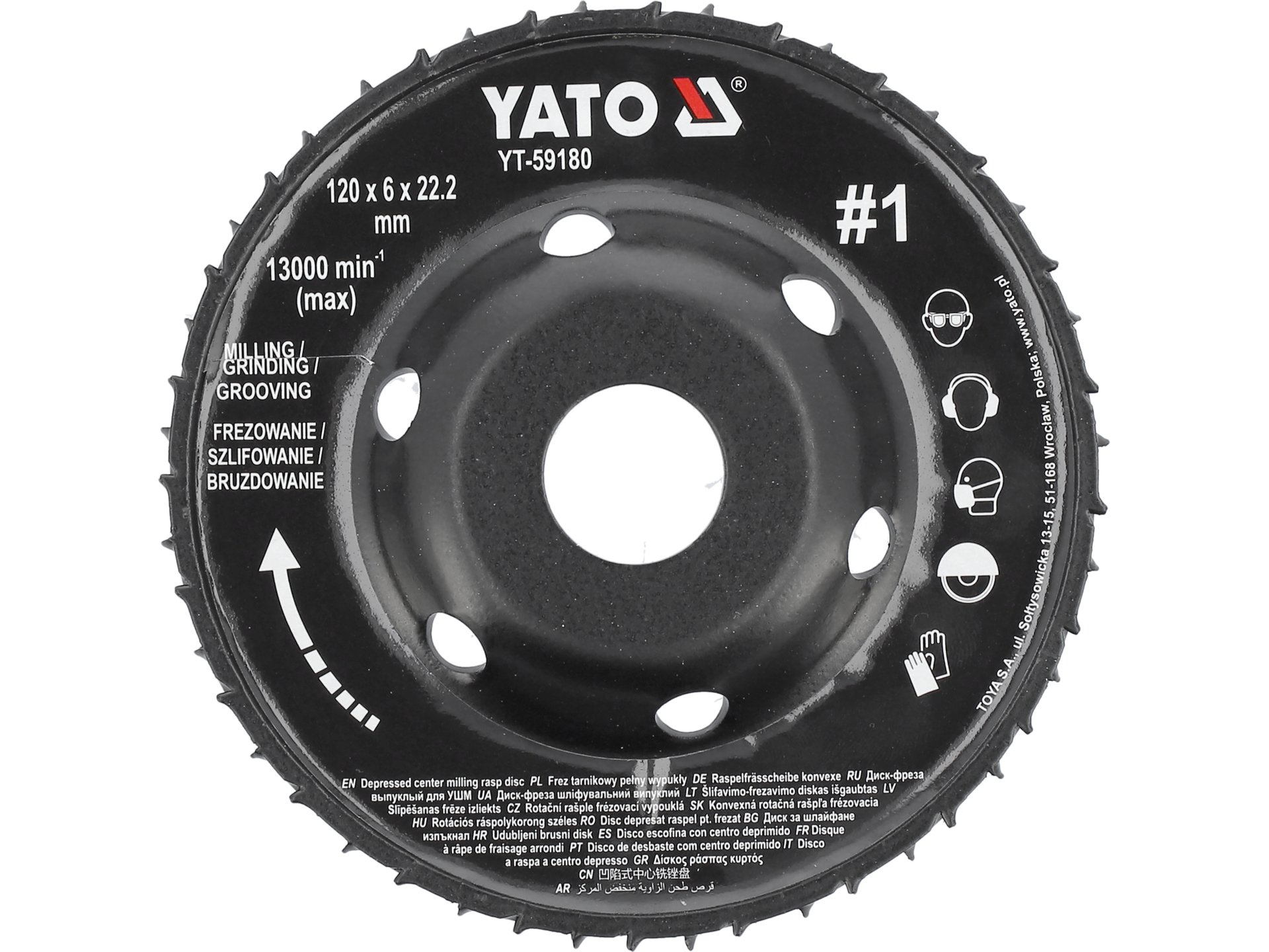 Frez tarnik wypukły YATO 120x6mm na szlifierkę kątową do drewna YT-59180