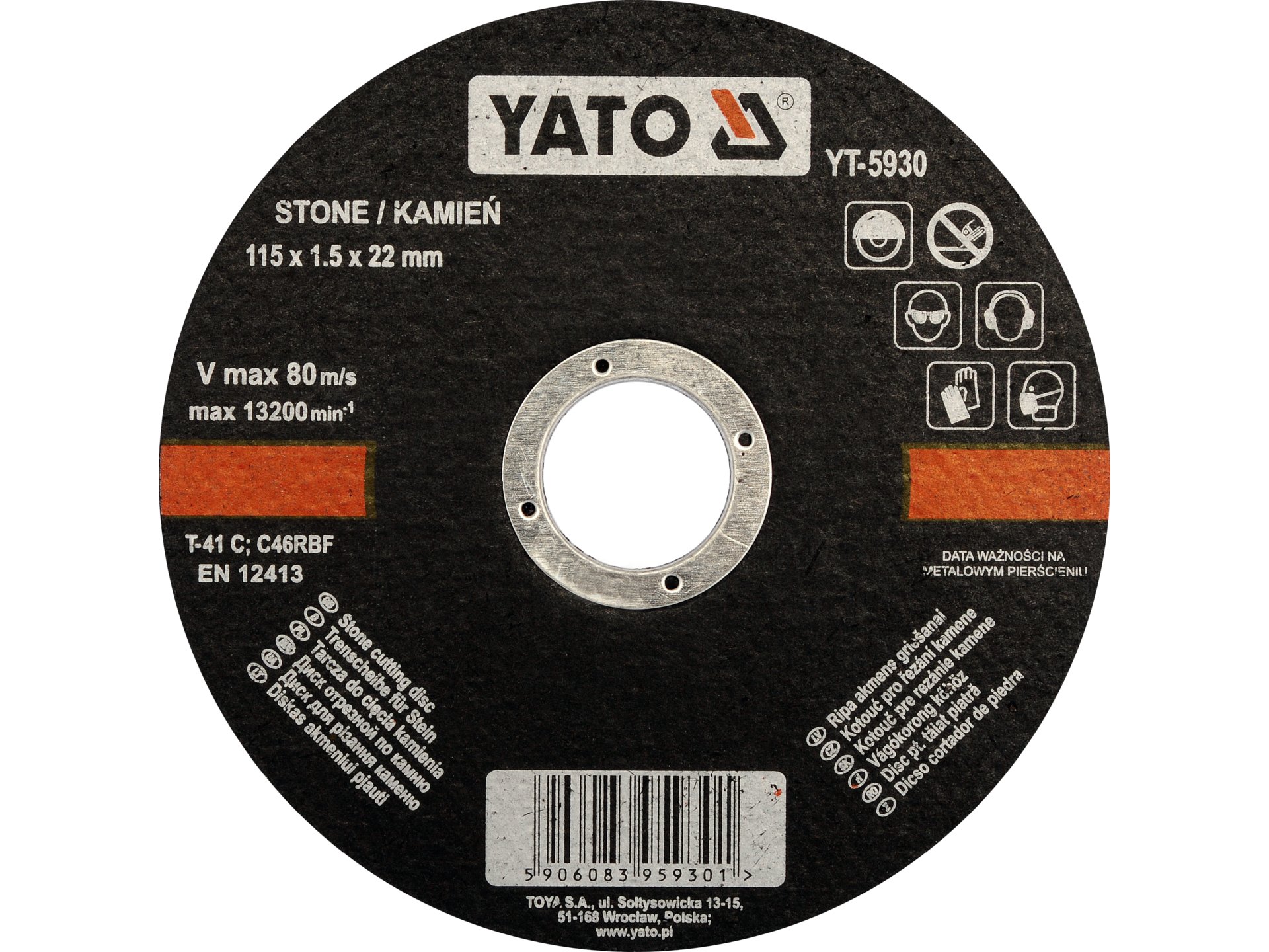 Tarcza do cięcia kamienia YATO 115x1.5x22.2mm do szlifierki YT-5930