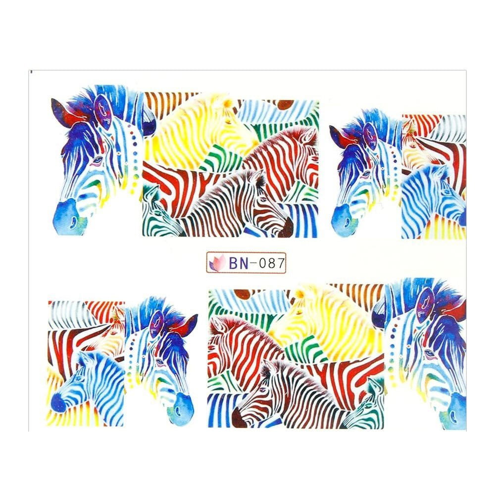 Naklejki wodne do paznokci arkusz 6,5 x 5,5 cm na 10 palców bn Nr 087