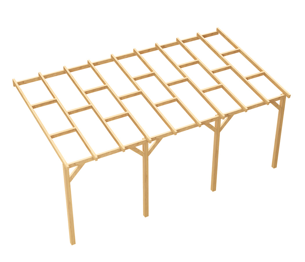 Zadaszenie tarasu 300 x 553 cm pergola ogrodowa przyścienna drewniana