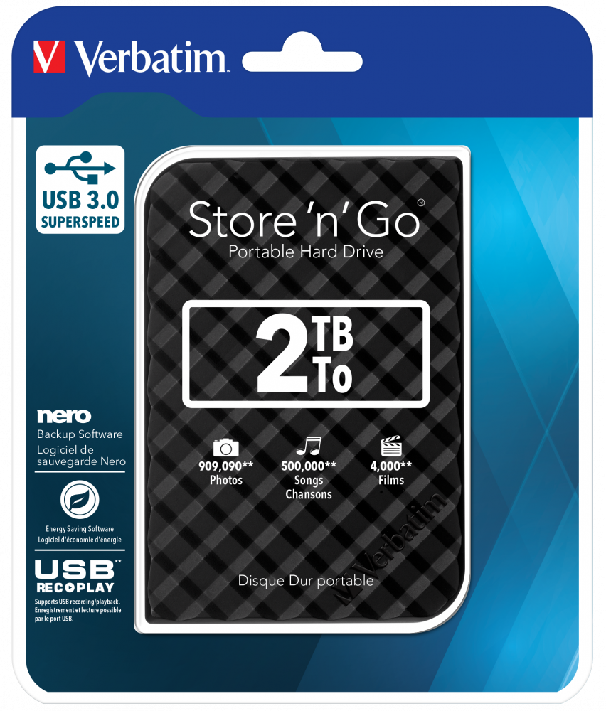 VERBATIM Dysk 2,5" USB 3.0 2TB 53195 SLIM BLACK VHD2TB2 - Henryx24