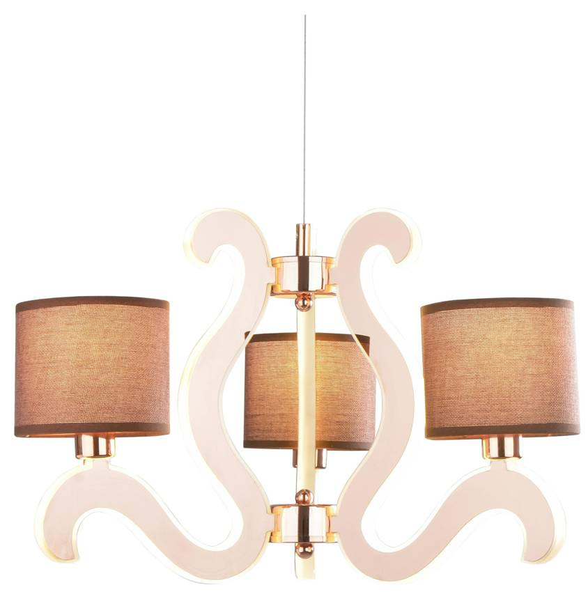Miedziany żyrandol lampa wisząca do salonu 3-płomienna AMBROSIA