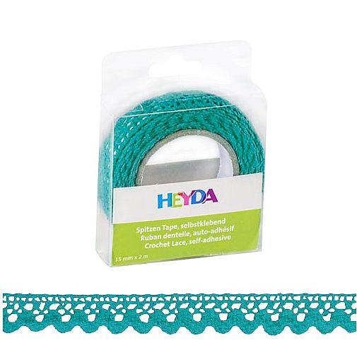 samoprzylepna koronka bawełniana HEYDA 2 mb x 15 mm kolor morski / 56