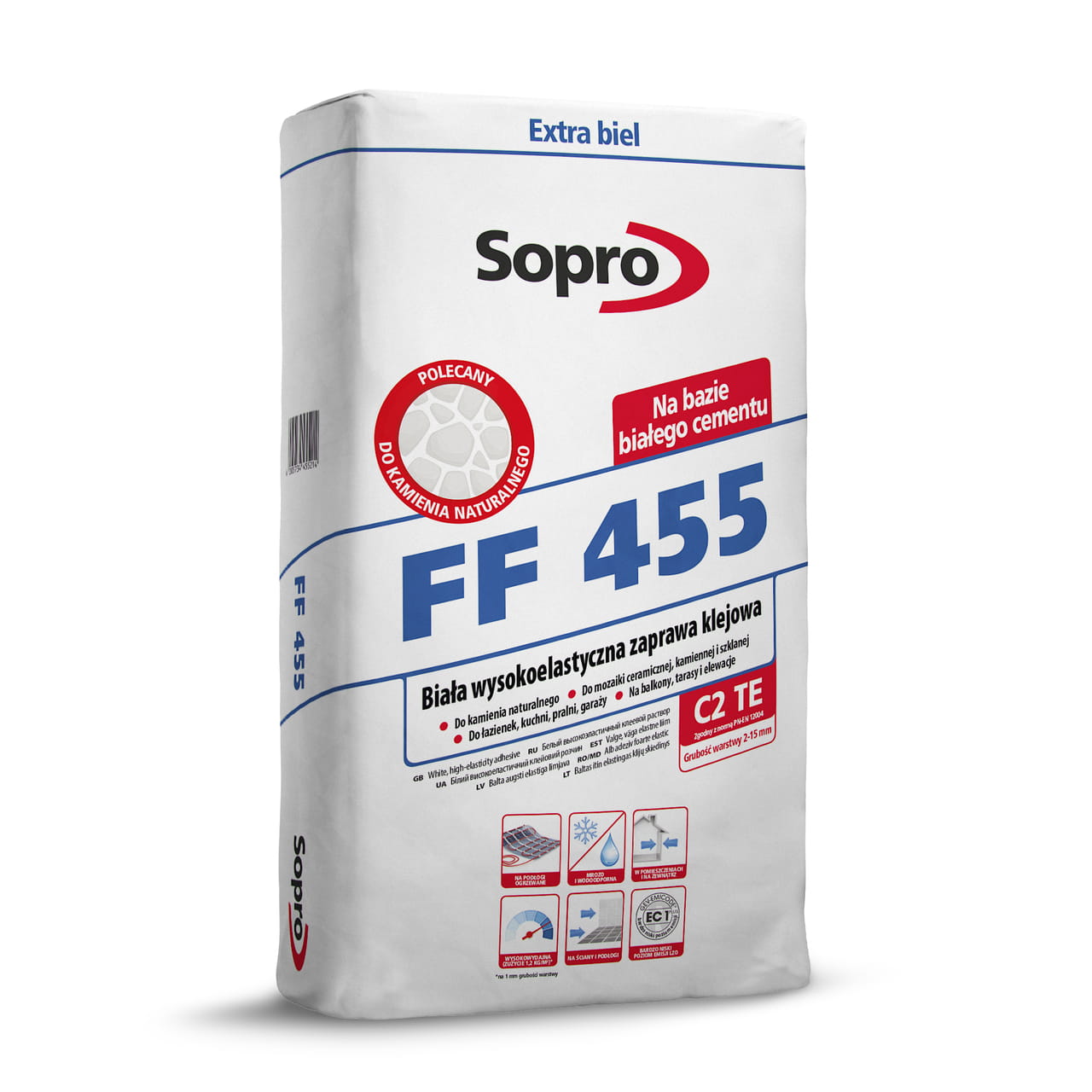 KLEJ DO PŁYTEK SOPRO FF455 WYSOKOELASTYCZNY BIAŁY