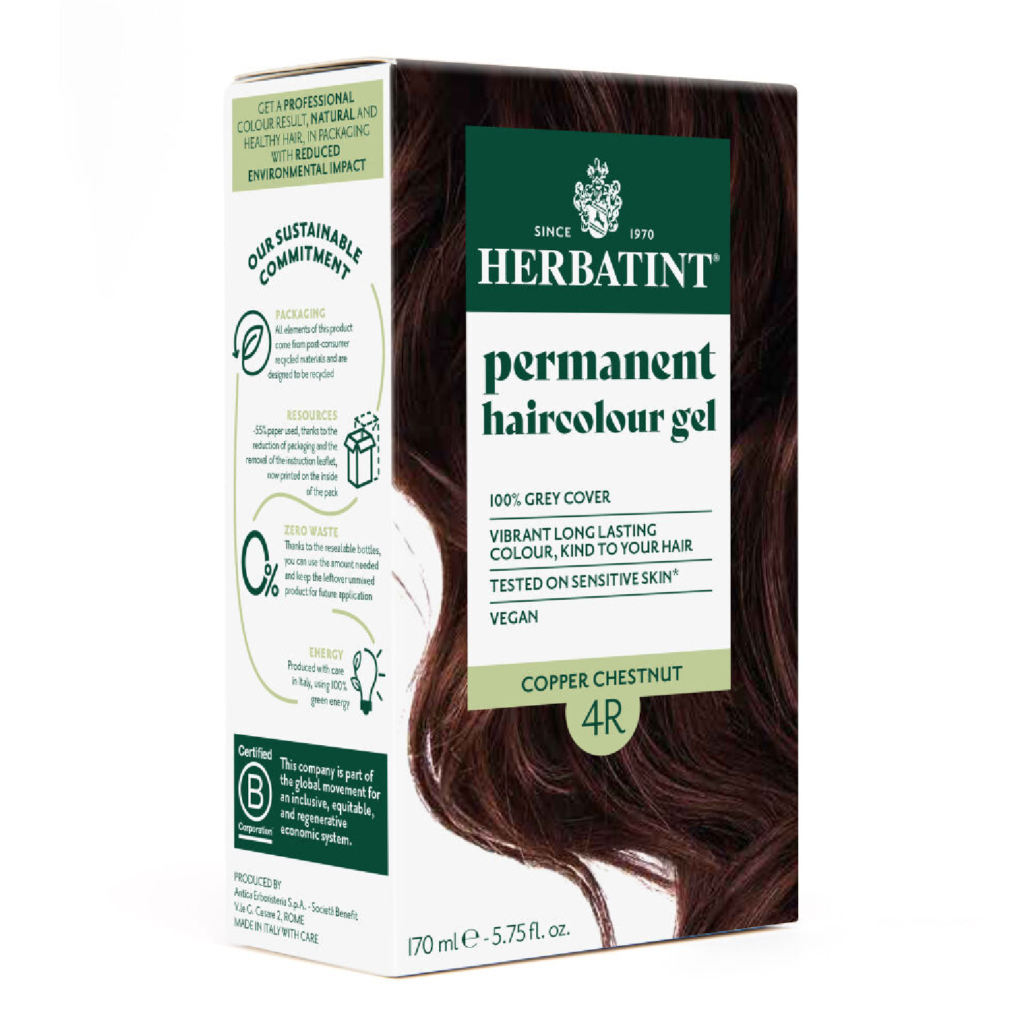 Herbatint - farba do włosów 4r, miedziany kasztan, 170 ml