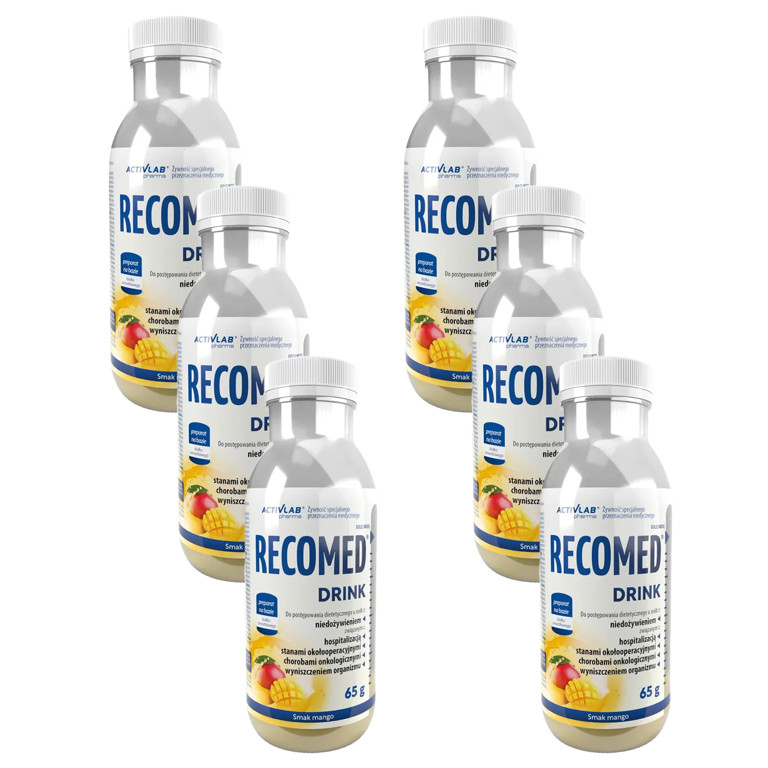 Recomed drink - preparat odżywczy, smak mango, 6 x 65 g