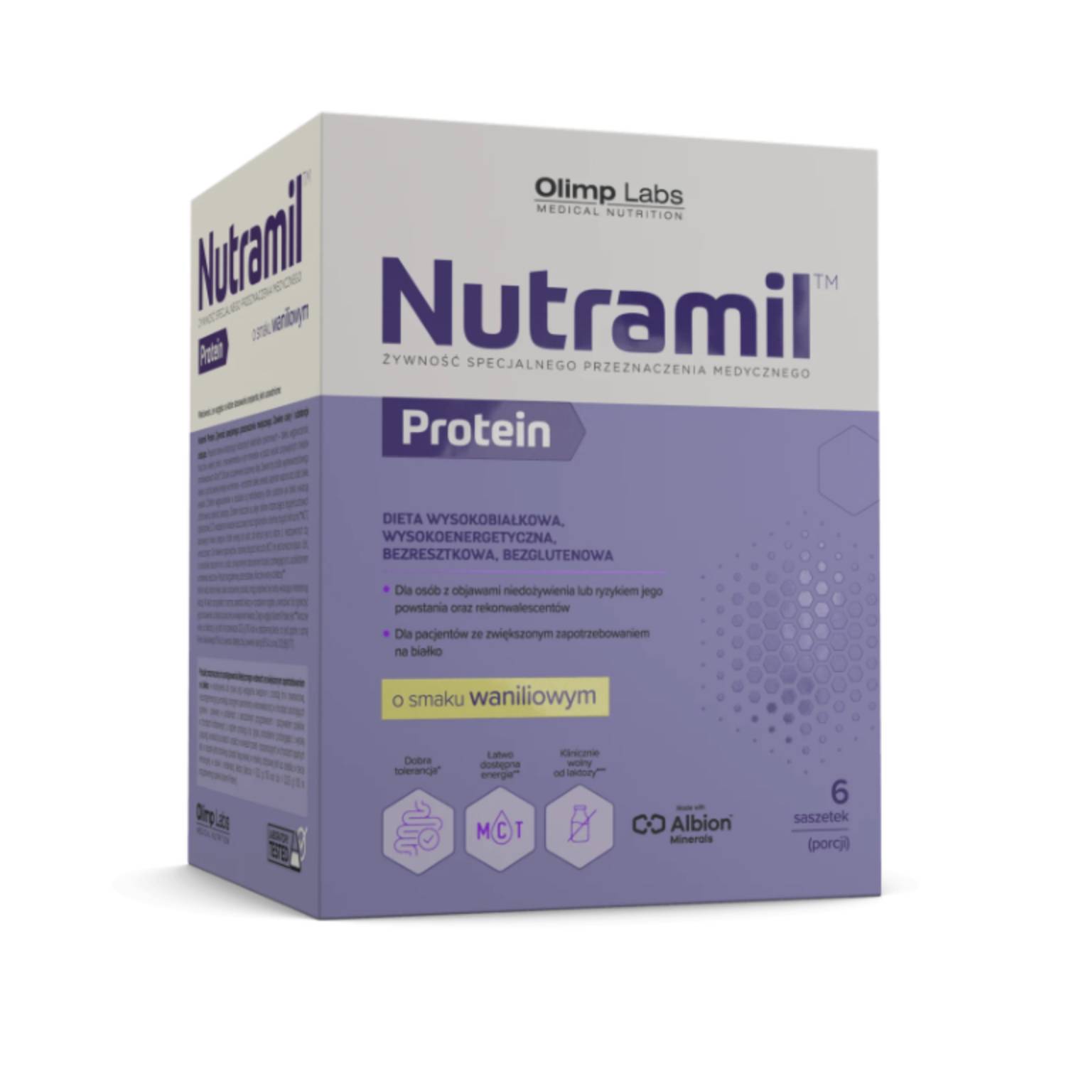 Olimp nutramil complex protein - dieta wysokobiałkowa, wysokoenergetyczna, bezresztkowa, smak neutralny, 6 saszetek