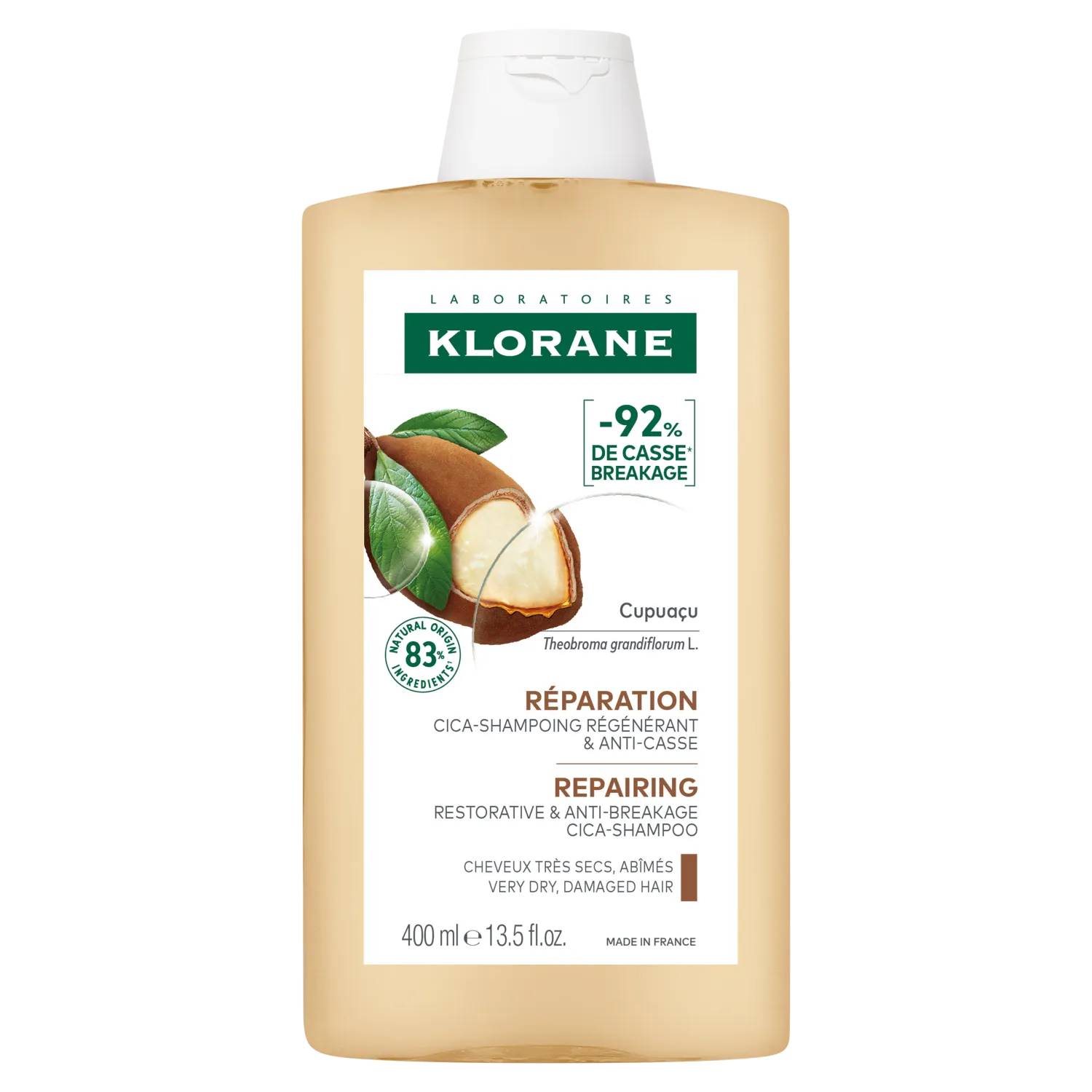 Klorane - szampon z organicznym masłem cupuacu do włosów bardzo suchych i zniszczonych, 400 ml