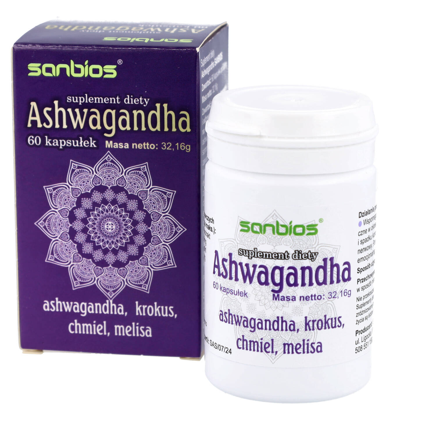 Sanbios ashwagandha, 60 tabletek