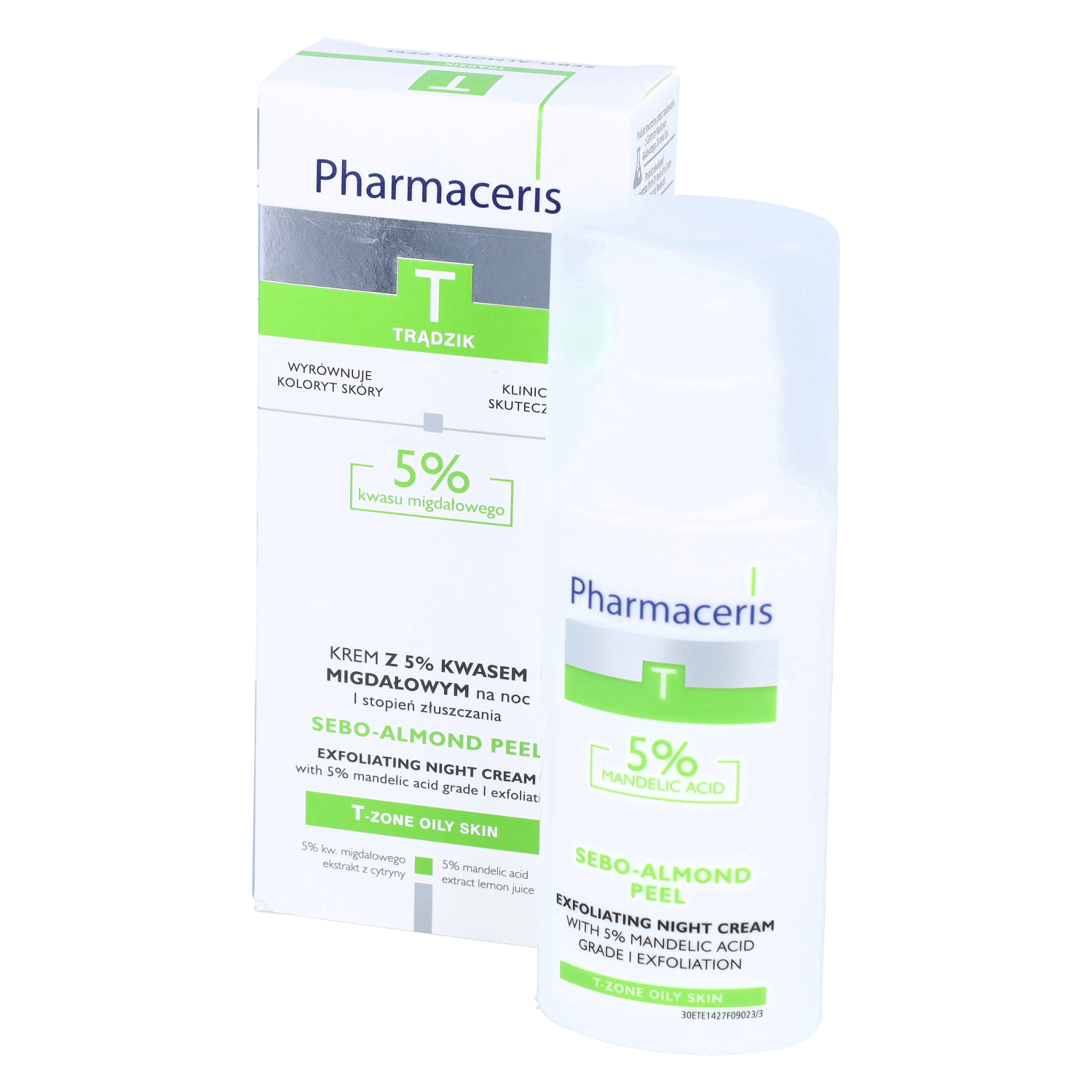 Pharmaceris t sebo-almond peel - krem peelingujący z 5% kwasem migdałowym na noc i stopień złuszczania, 50 ml