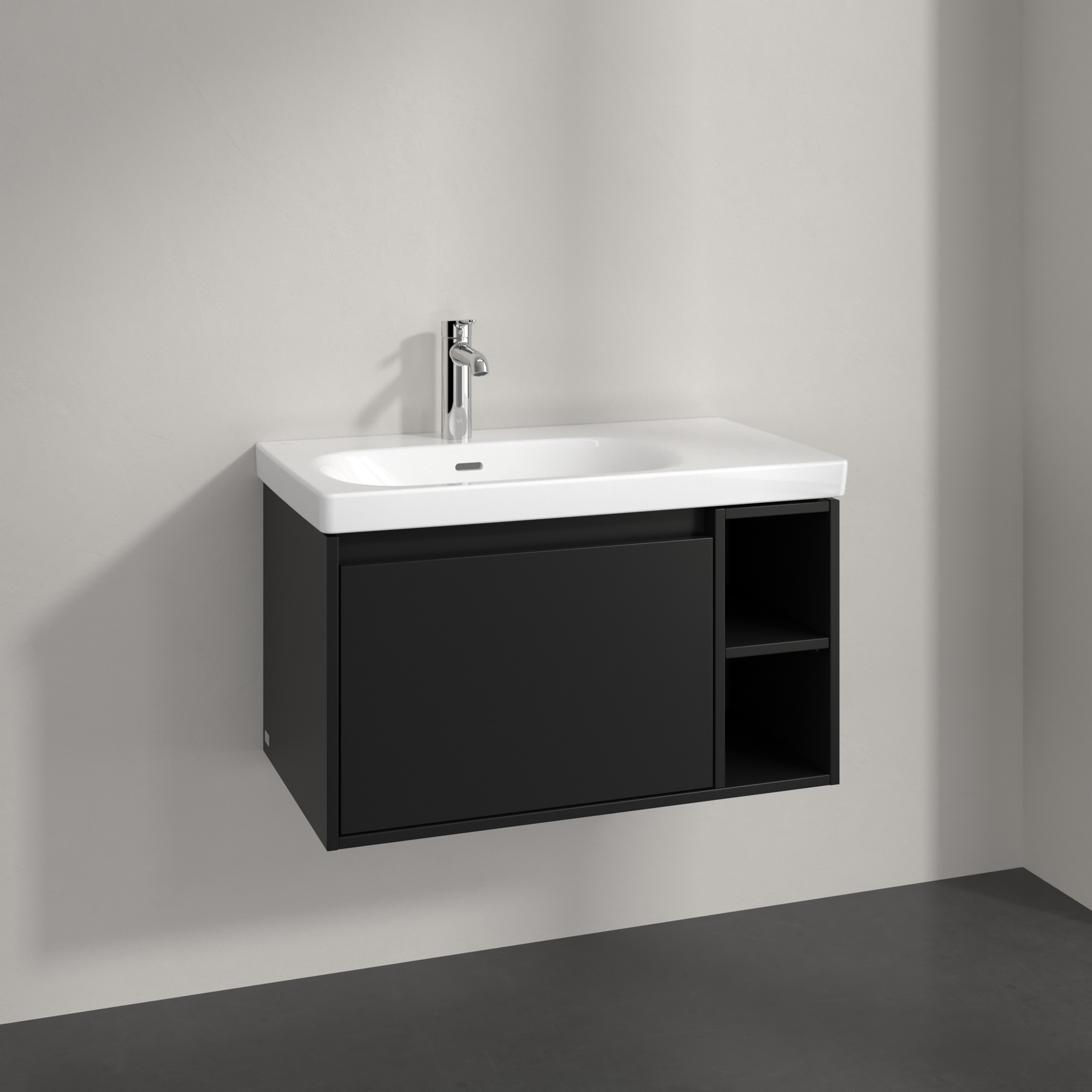 Villeroy & Boch Skyla szafka 77,2x43,9x43,6 cm podumywalkowa wisząca lewa Volcano Black C78800VL