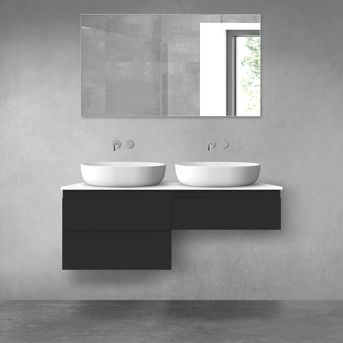 Oltens Vernal zestaw mebli łazienkowych 120 cm z blatem czarny mat/biały połysk 68236300 - Wysyłka w 24h