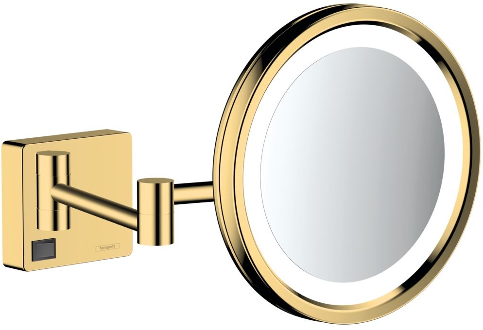 Hansgrohe AddStoris lusterko kosmetyczne 21,7x21,7 cm okrągłe z oświetleniem złoty optyczny polerowany 41790990