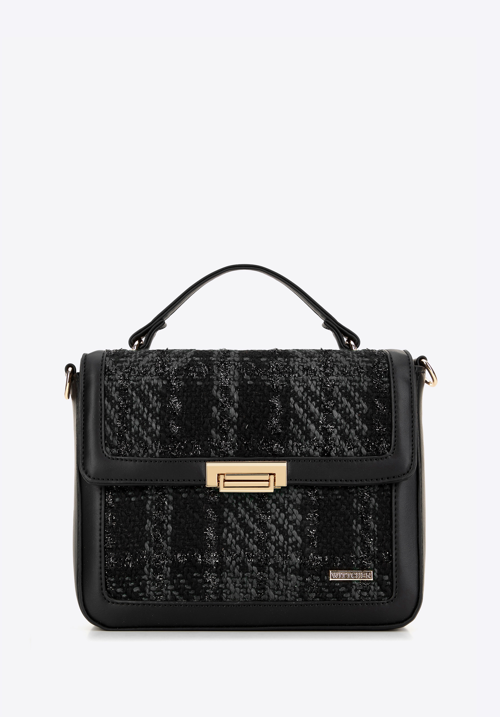 Damska torebka crossbody z tkaniny bouclé czarna