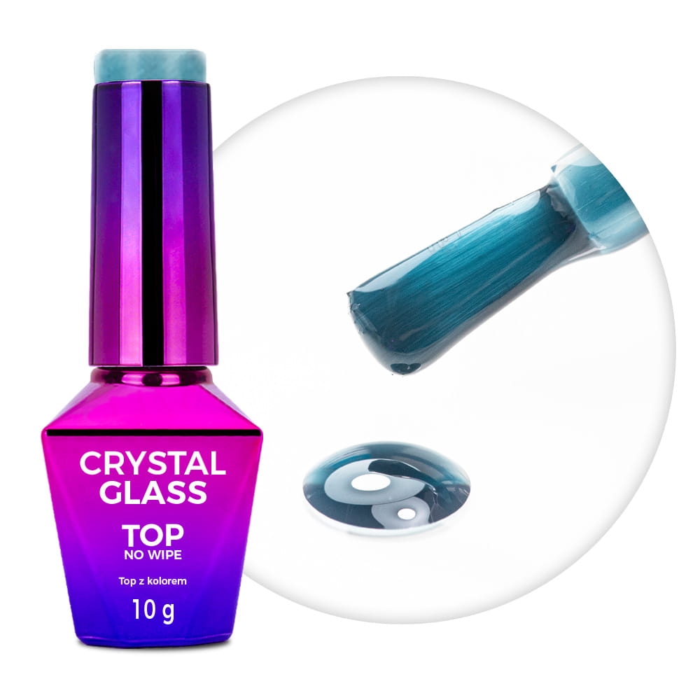 Kolorowy top bez przemywania top no wipe Crystal Glass Molly Nails Blue Ocean HEMA/Di-HEMA Free 10g