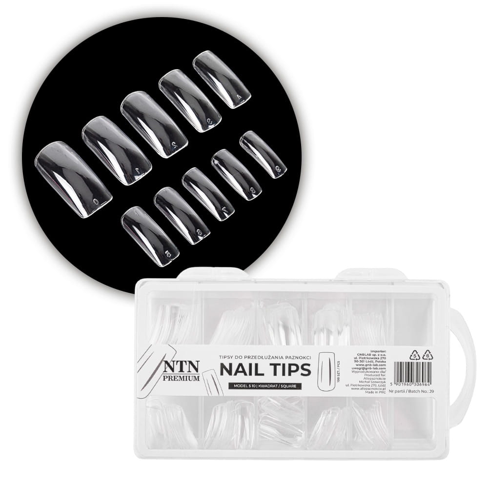 Tipsy do szybkiego przedłużania paznokci Nail Tips NTN Premium kwadrat 100 szt