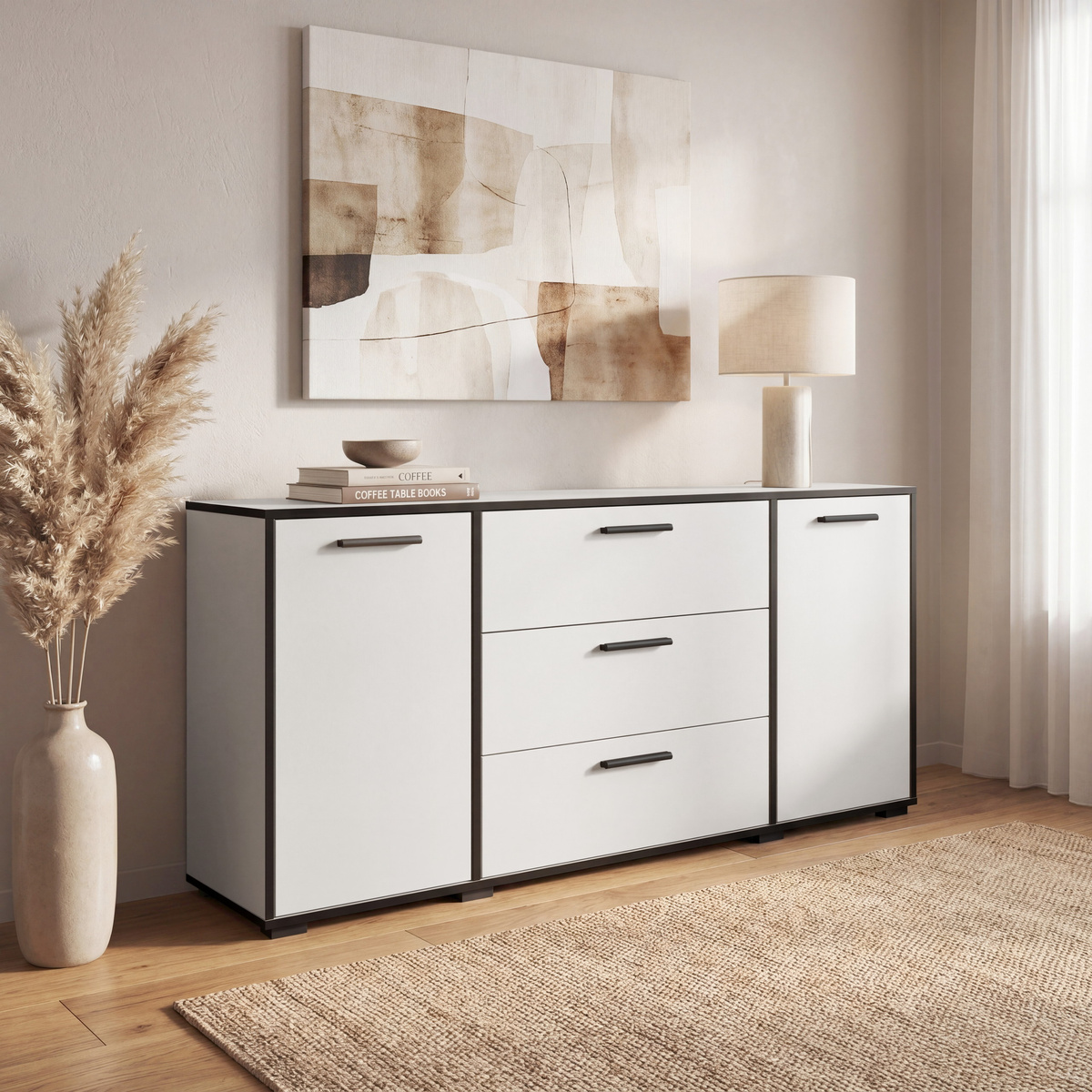 Komoda 150 cm z szufladami BUENO biała