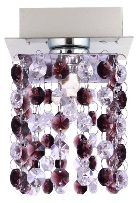 Chromowo-burgundowa lampa sufitowa z kryształkami do salonu Classic