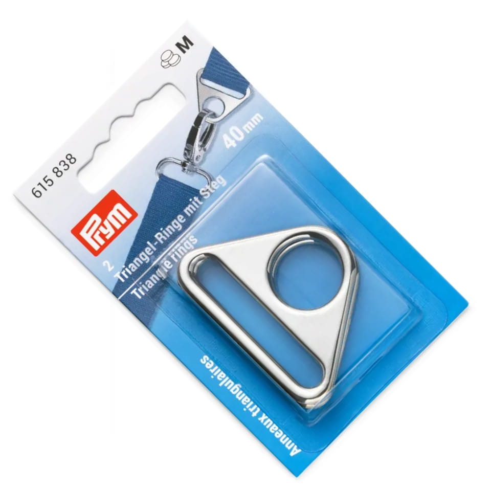 Trójkątne pierścienie do torebek 40mm srebrne 2szt PRYM 615838 .