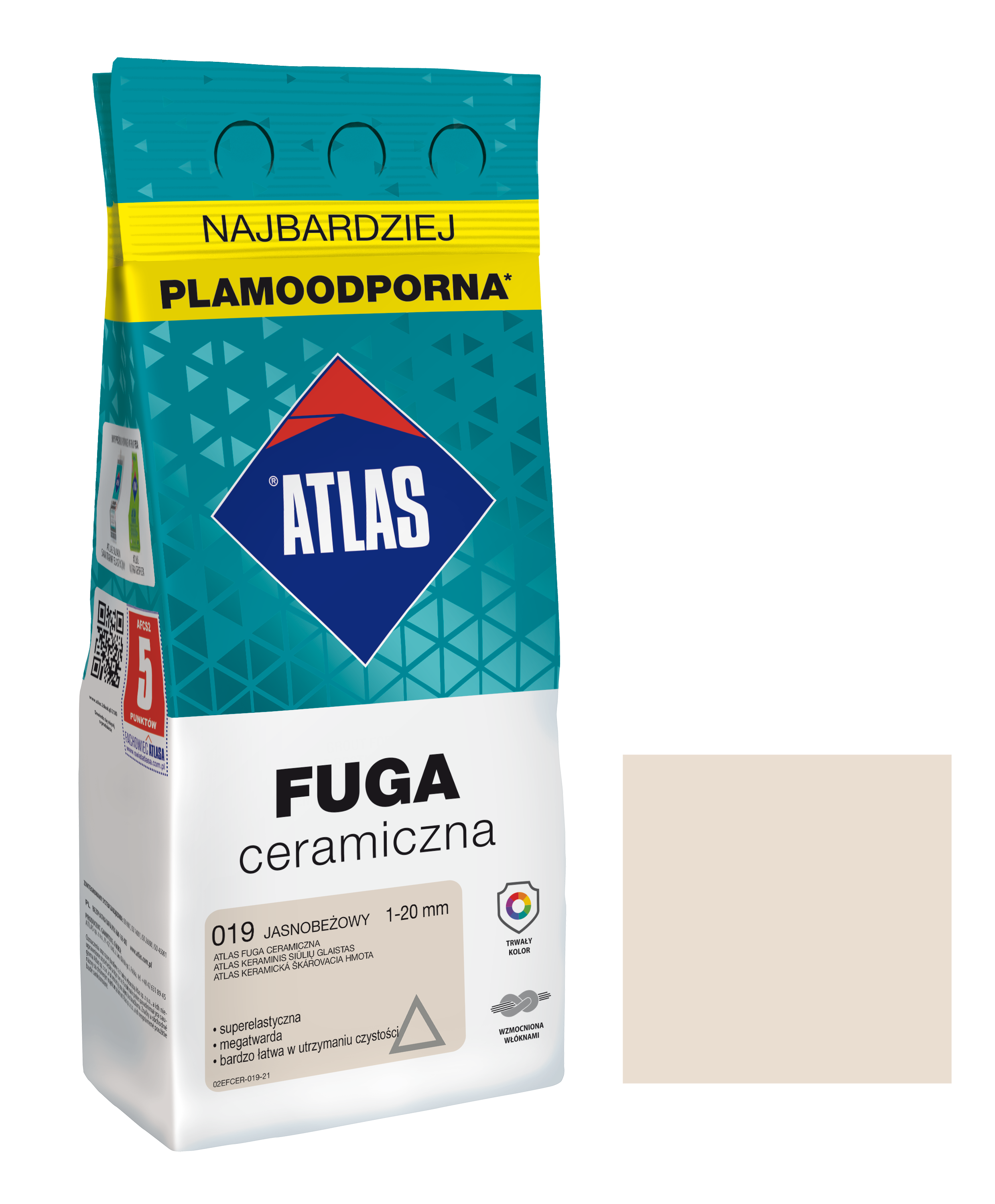 ATLAS FUGA CERAMICZNA 1-20MM 019 JASNOBEŻOWA 2KG