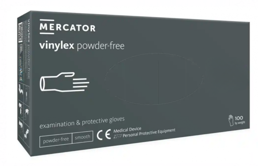 Rękawiczki winylowe Mercator Medical Vinylex S 100 szt. bezpudrowe transparentne