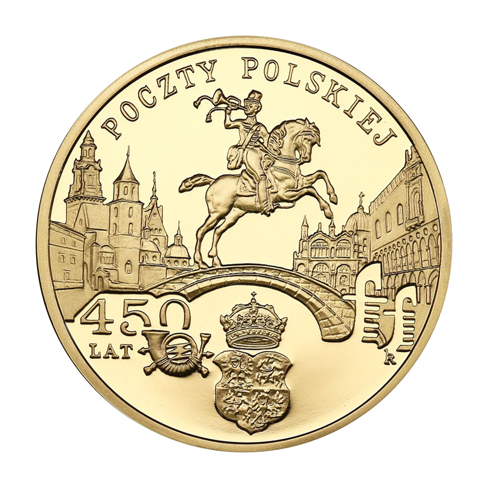 Złota moneta 200 zł 450 lat Poczty Polskiej 2008 - wysyłka 24 h! - Mennica Skarbowa