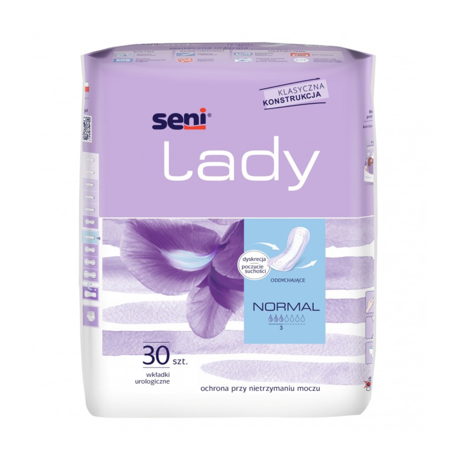 Seni lady normal - anatomiczne wkładki urologiczne, 30 sztuk