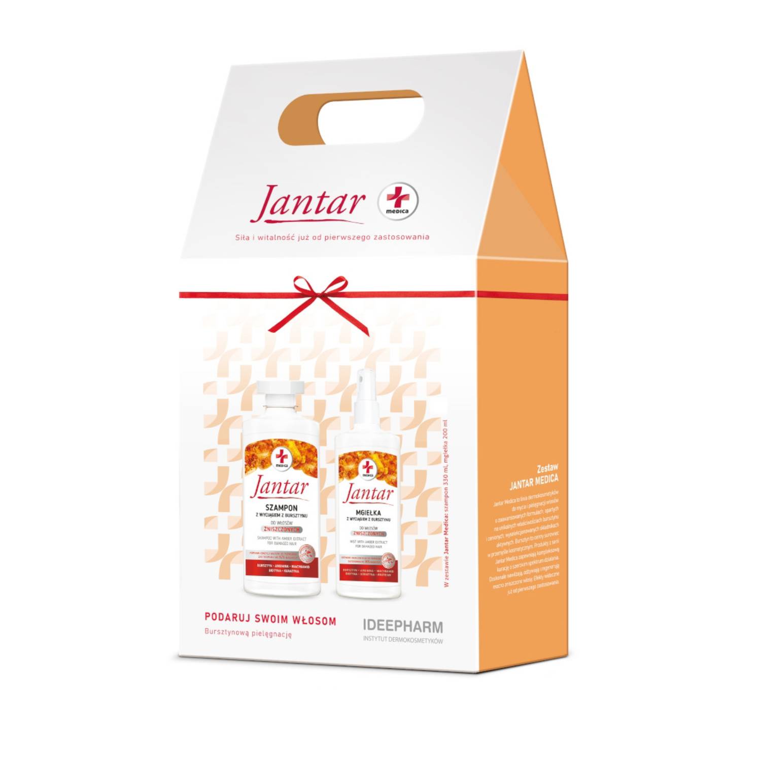 Jantar medica - szampon 330 ml + mgiełka 200 ml, 1 zestaw