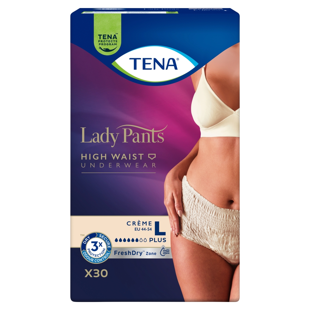 Tena lady pants plus creme - majtki chłonne, rozmiar l, 30 sztuk