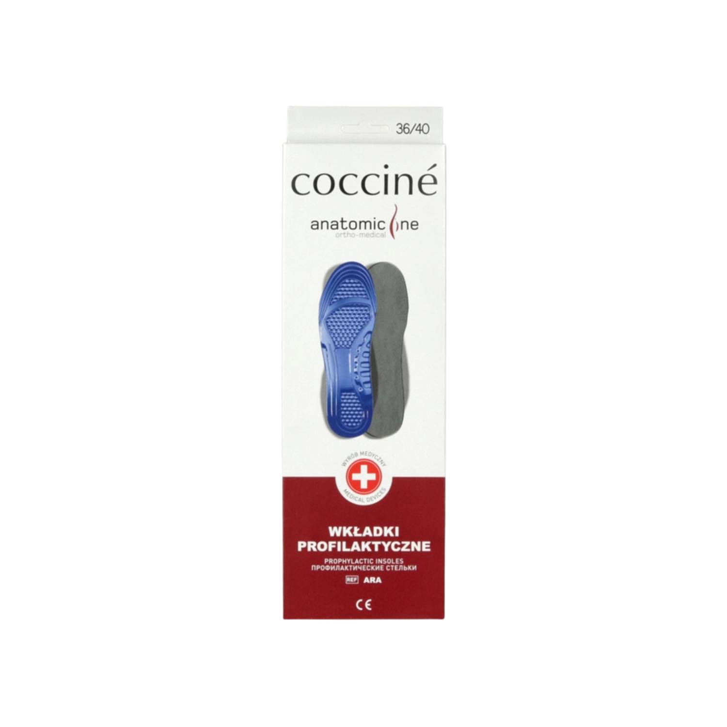 Coccine - żelowa wkładka medyczna, ortho ara, rozmiar 36-40, 2 sztuki