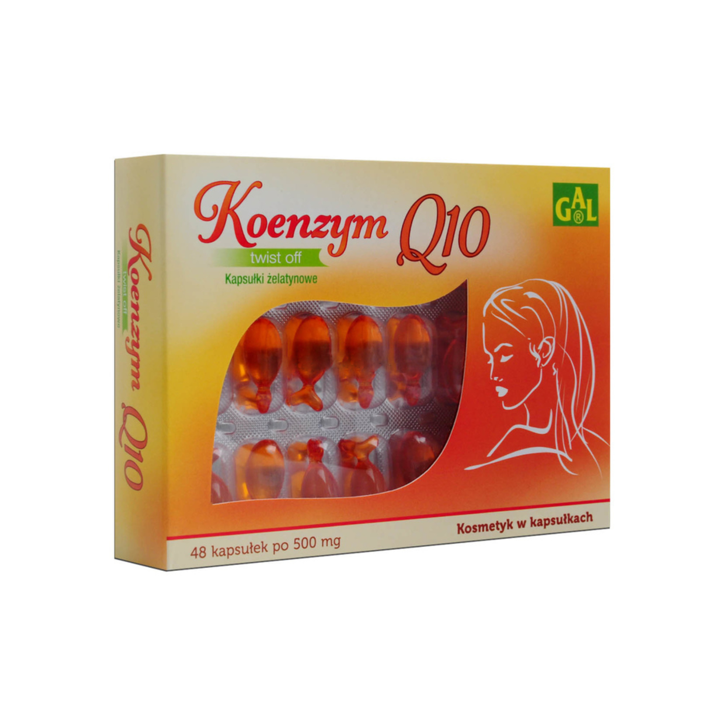 Gal - koenzym q10, kosmetyk przeciwzmarszczkowy do pielęgnacji twarzy, 48 kapsułek