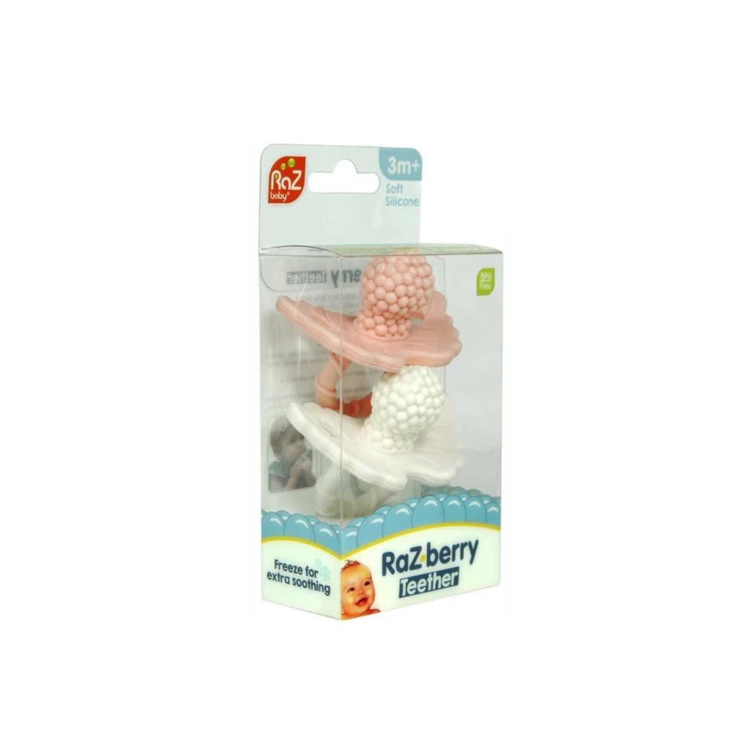 Razbaby - gryzak soczysta malina, różowy i kokosowy, 2 sztuki