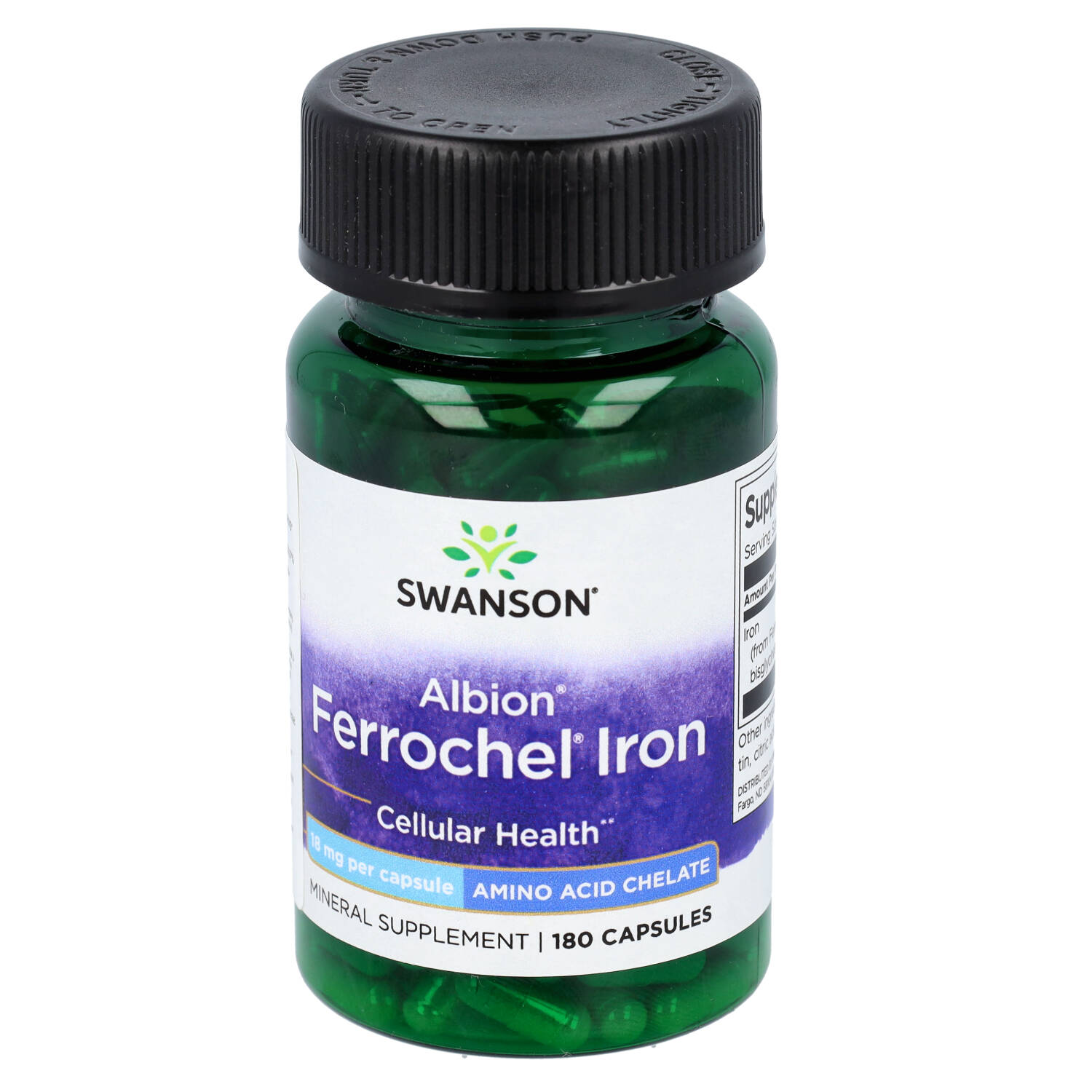 Swanson - albion chelated ferrochel iron, chelat żelaza, 180 kapsułek