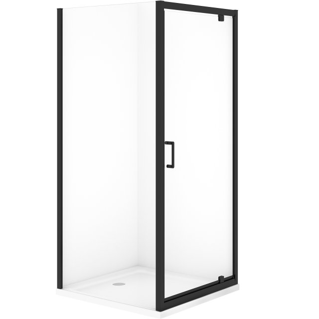 CERSANIT Kabina narożna VERSO PIVOT 80x190 cm czarna z brodzikiem TAK