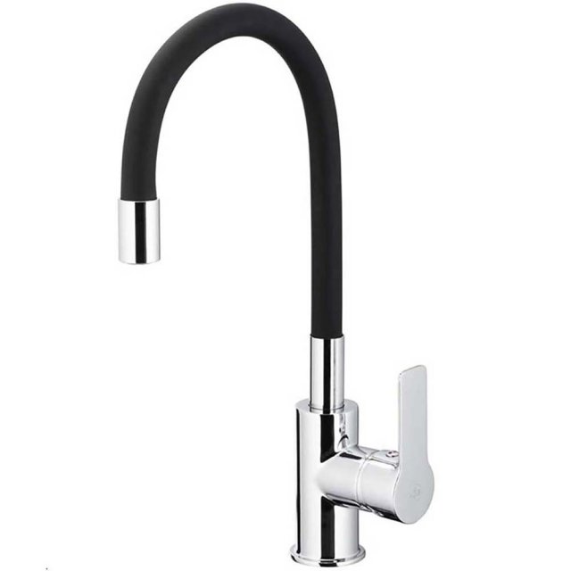 KFA Bateria kuchenna stojąca RUMBA z giętką wylewką chrom + czarny 65