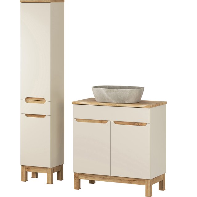 COMAD Zestaw mebli BALI CASHMERE szafka z blatem NATURE WOTAN 80 cm,