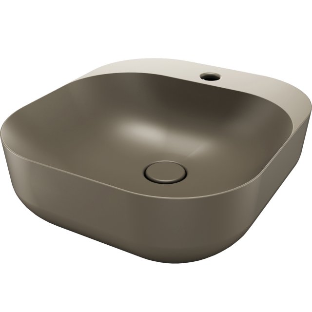 SDR CERAMICHE Umywalka nablatowa POOL 3 CAFFE 47x42 z korkiem CF.K3