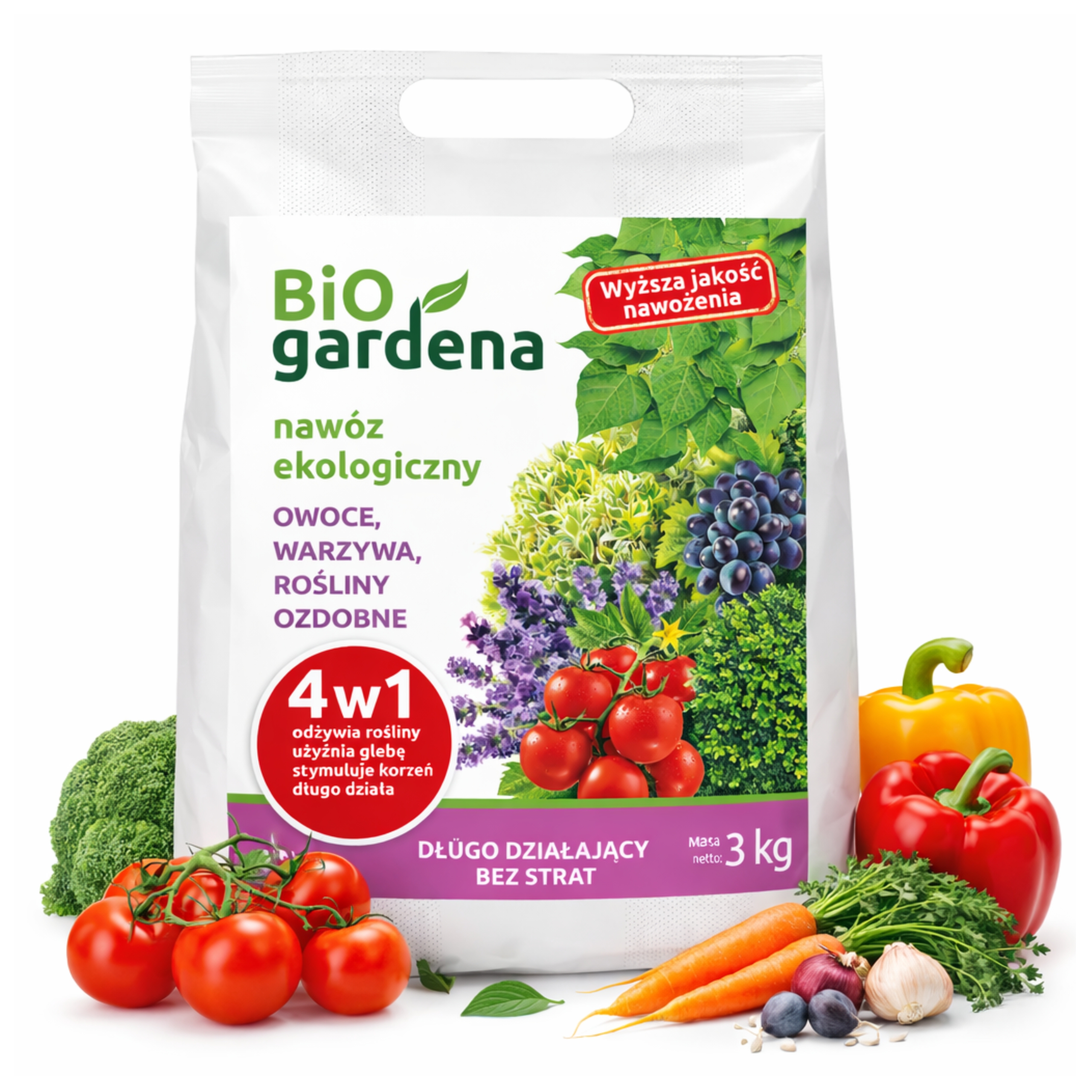 NAWÓZ DO OWOCÓW, WARZYW, ROŚLIN OZDOBNYCH 4w1 ECO 3 kg - BIOGARDENA
