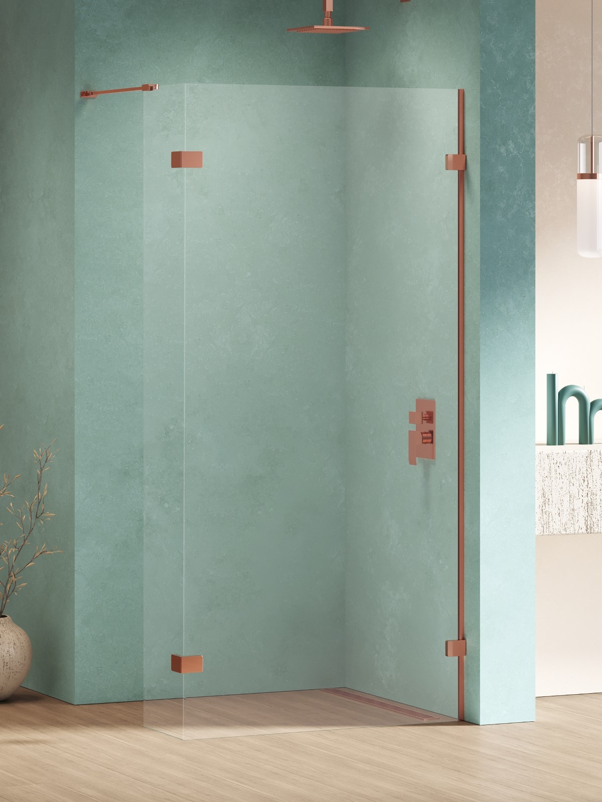 Darmowa Dostawa - Ścianka prysznicowa walk-in 33 cm miedź połysk/szkło przezroczyste New Trendy Eventa Copper Shine EXK6543
