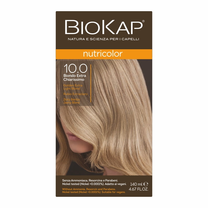 Biokap Nutricolor Farba do Włosów | Bardzo Jasny Blond 10.0 | Pokrywa Siwe Włosy | Bez Amoniaku