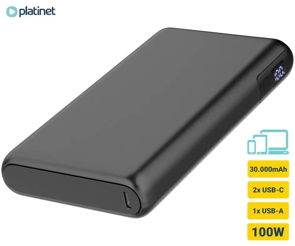 PLATINET power bank 30000mAh 45936 100W PD/18/QC PMPB30DL301B - Henryx24