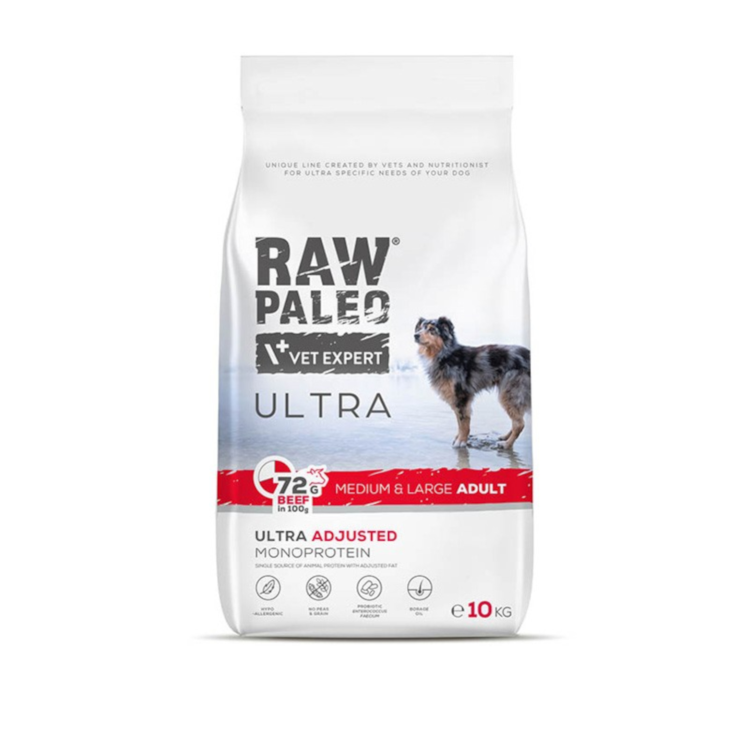 Beef Adult Medium & Large | RAW PALEO Ultra | 10kg | Sucha karma z wołowiną dla psów ras średnich i dużych