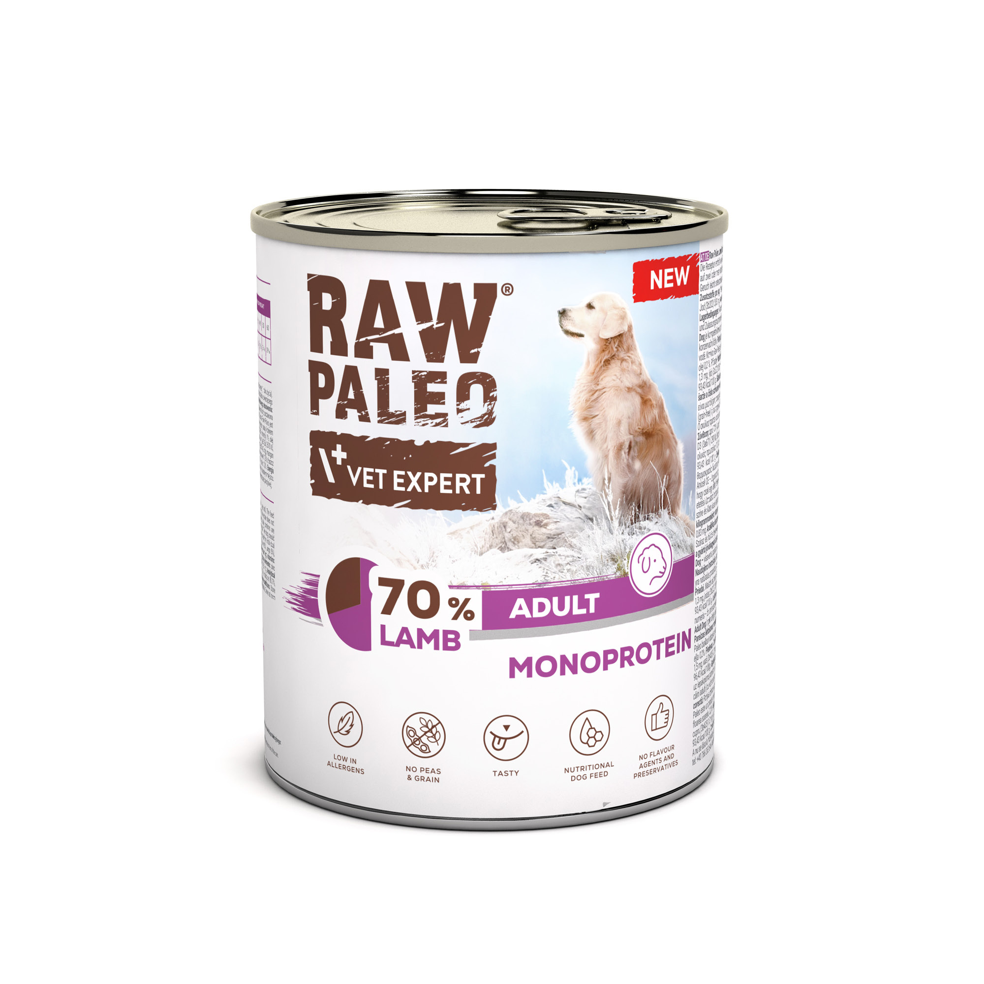 RAW PALEO ADULT DOG LAMB 800g - mokra karma dla psów dorosłych monoproteina z jagnięciną