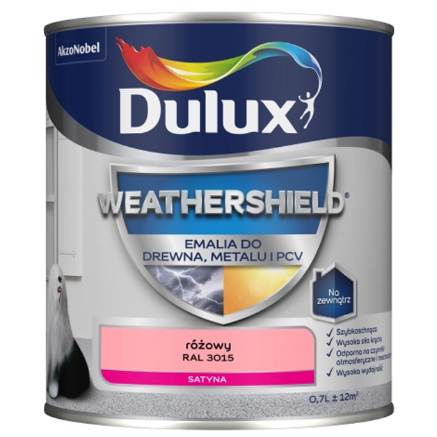 Emalia Weathershield do drewna, PCV i metalu Różowy RAL 3015 0,7L Dulux