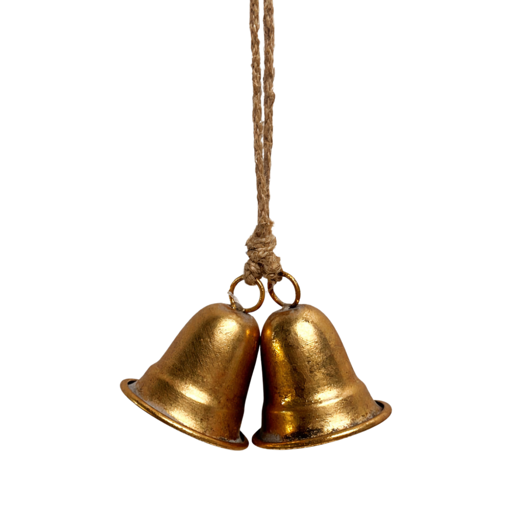 Zawieszka dzwonek metalowy 2szt. złoty 7cm