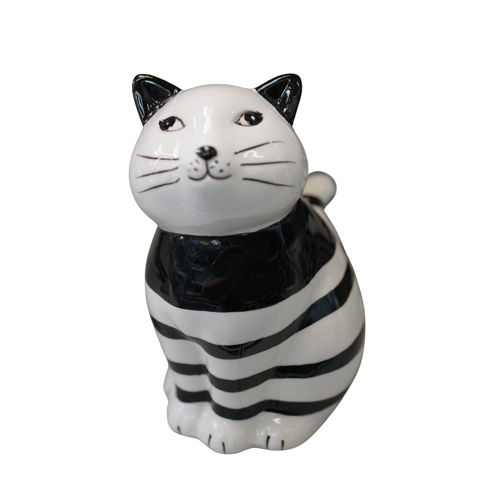 Kotek Skarbonka ceramiczny biało-czarne pasy 15cm